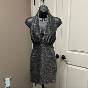 Nataya Shimmering Black Backless Dress